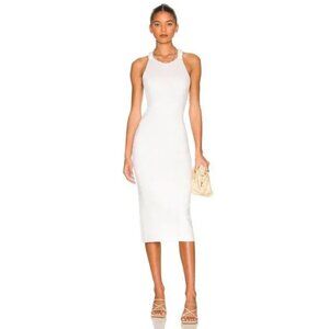 525 Open Back Midi Dress in Bleach White